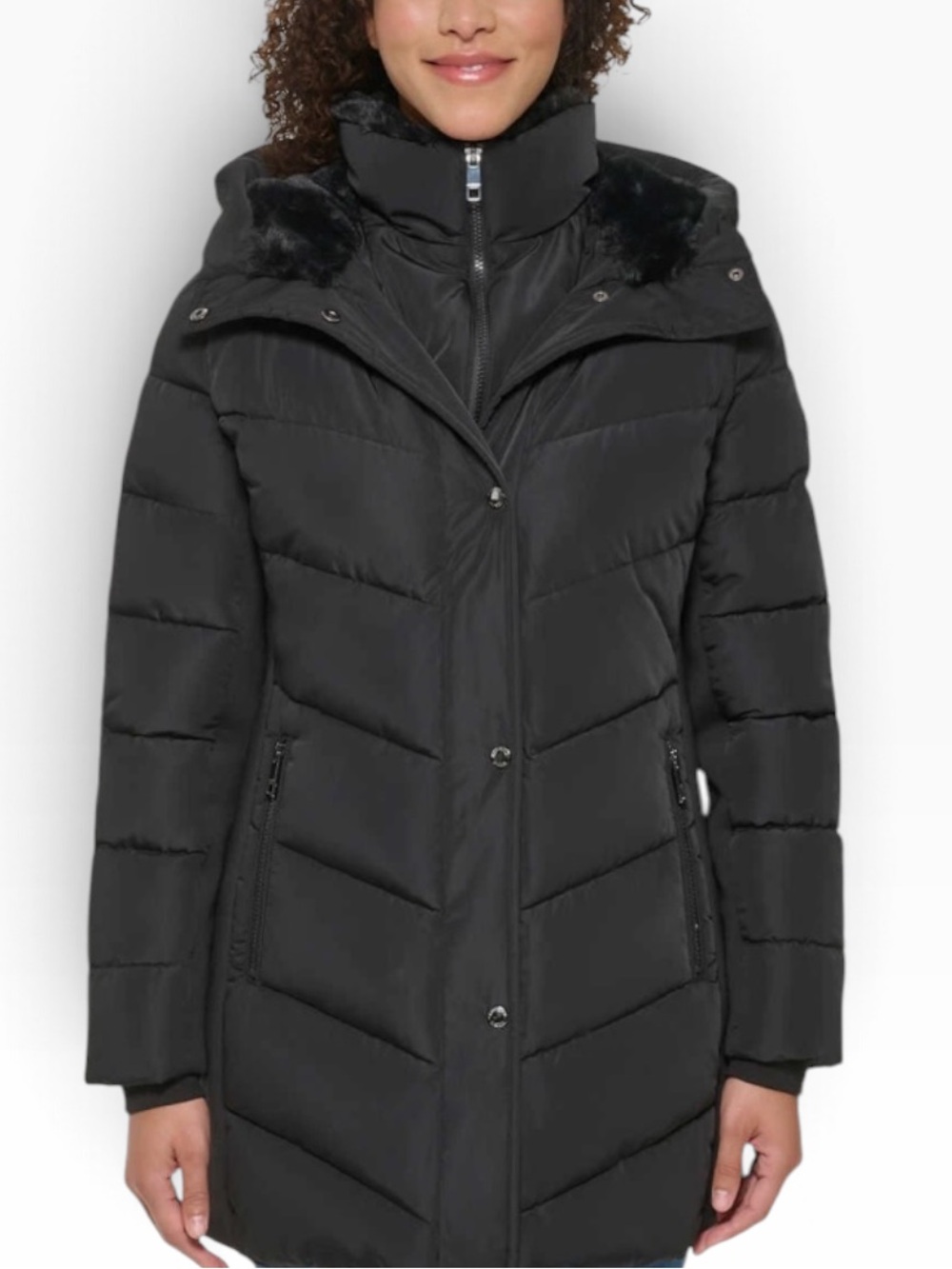 Andrew Marc Walker Puffer Coat NWOT | Large • Black • Faux Fur Hood • Winter